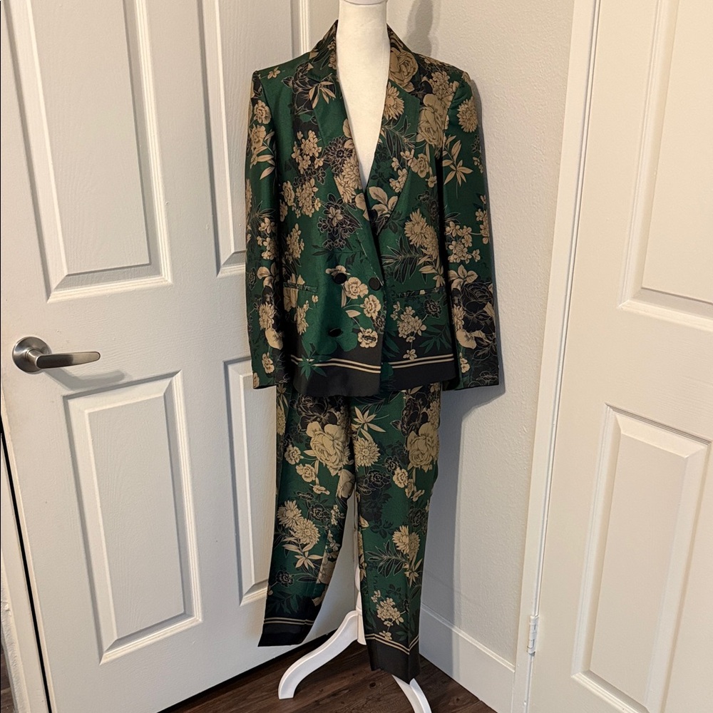 Zara Floral Green & Gold Women's Suit